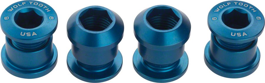 Wolf Tooth 1x Chainring Bolt Set - Blue - The Lost Co. - Wolf Tooth - 4CBCN06BLU - 812719020411 -