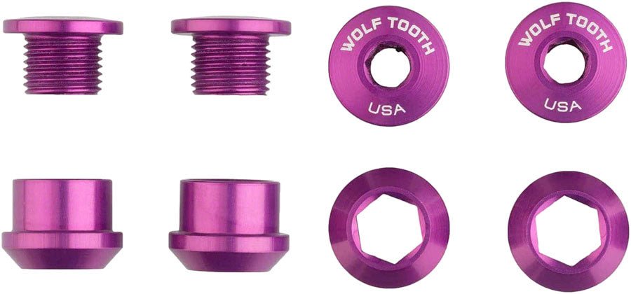 Wolf Tooth 1x Chainring Bolt Set - Purple - The Lost Co. - Wolf Tooth - 4CBCN06PRU - 810159400879 -