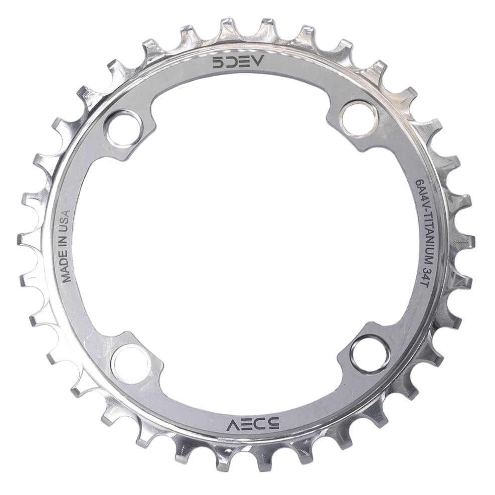 5Dev 104 BCD Titanium Chainrings 36T - Raw/Silver - The Lost Co. - 5Dev - B-FD2368 - 850042201909 - -