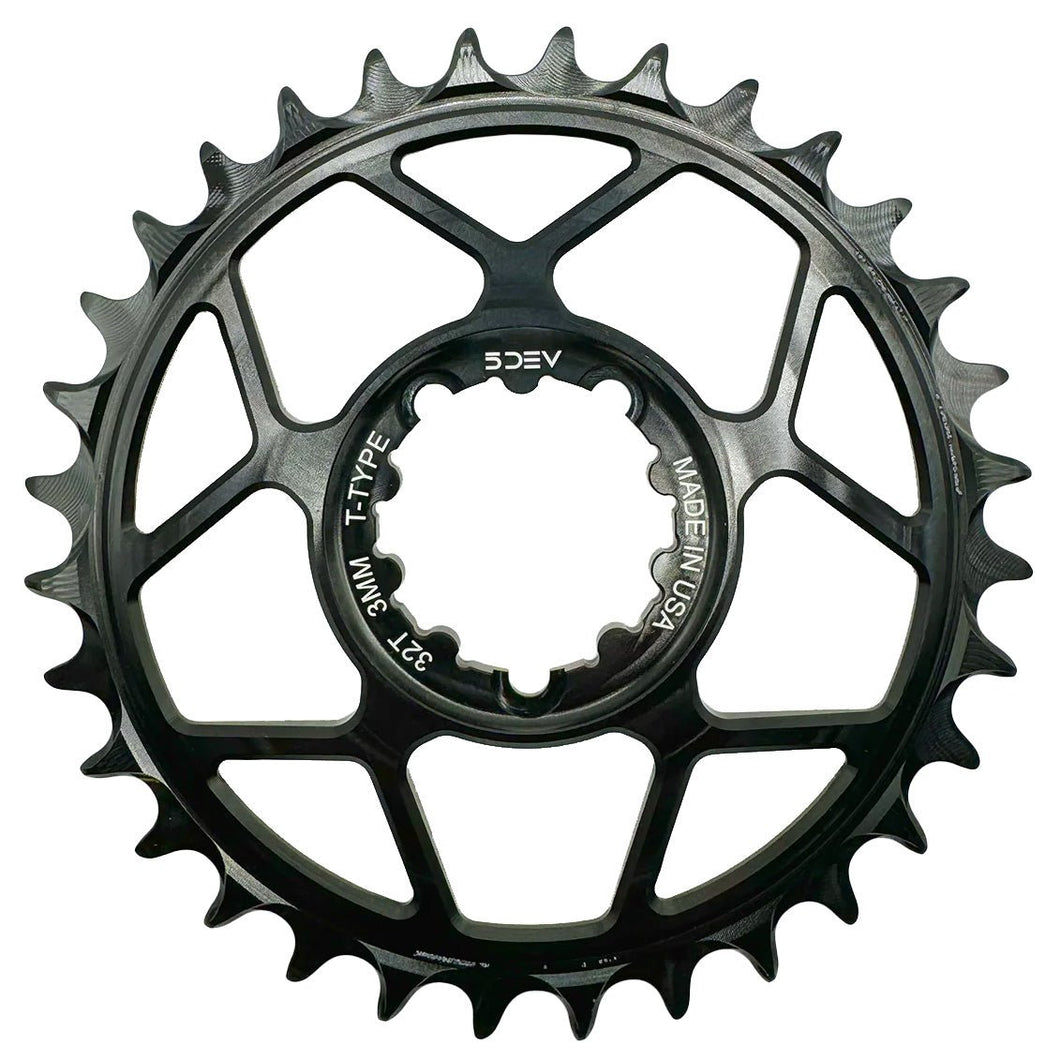 5DEV Chainring - T-Type SRAM 3-Bolt Chainring - 3mm Offset - 30T - Black - The Lost Co. - 5Dev - B-FD2380 - 850058721002 - -
