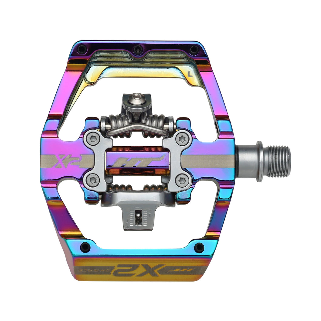 HT Pedals X2 Clipless Platform Pedals CrMo - Oil Slick - The Lost Co. - HT Components - B-HX2513 - 4711126208169 - -