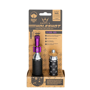 Peatys Holeshot Gravel/Road Tire Inflator Kit w/ CO2 Cartridges - Violet - The Lost Co. - Peaty's - B-YE5031 - 5060541583900 - -