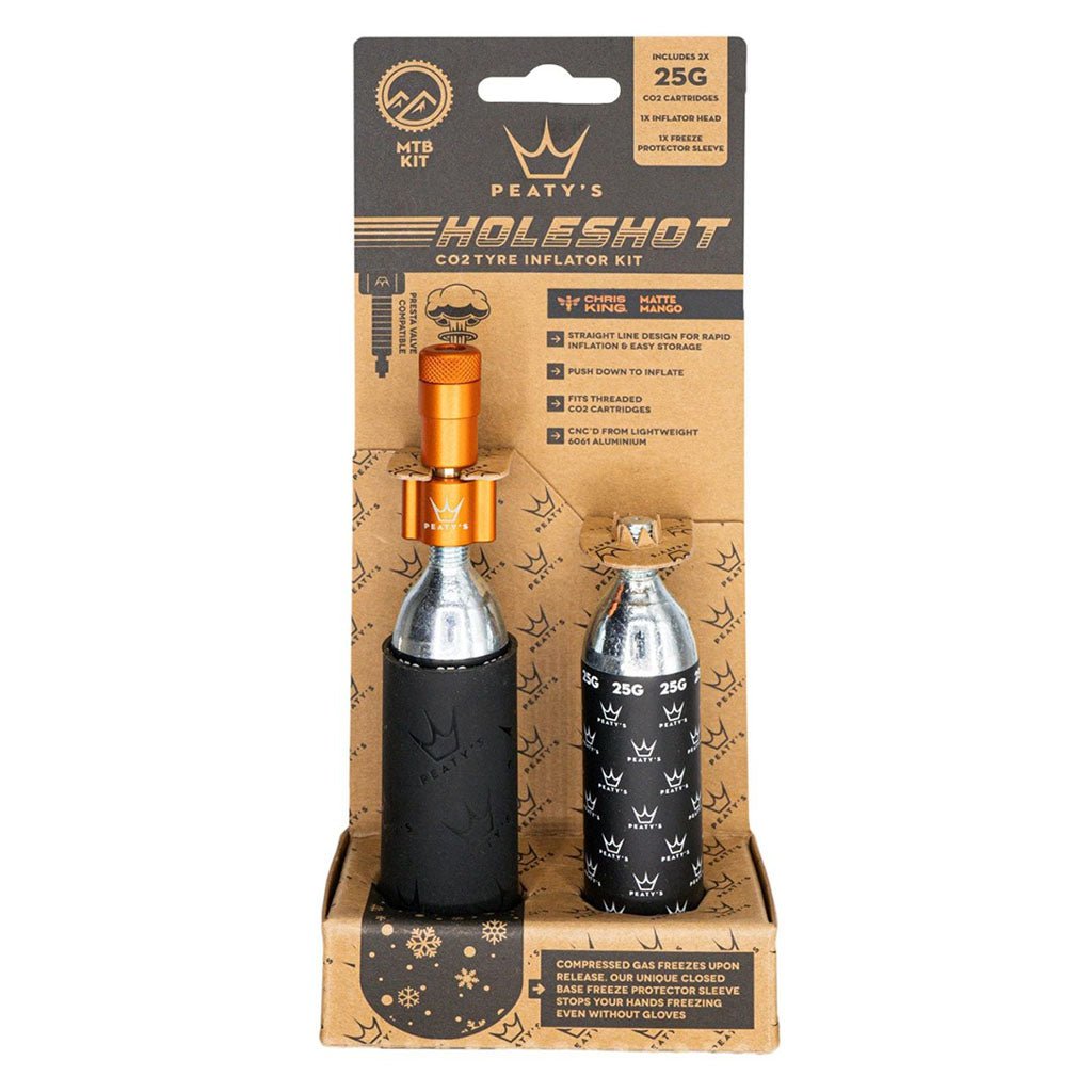 Peatys Holeshot MTB Tire Inflator Kit w/ CO2 Cartridges - Gold - The Lost Co. - Peaty's - B-YE5003 - 5060541583702 - -