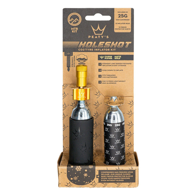 Peatys Holeshot MTB Tire Inflator Kit w/ CO2 Cartridges - Mango - The Lost Co. - Peaty's - B-YE5004 - 5060541583719 - -