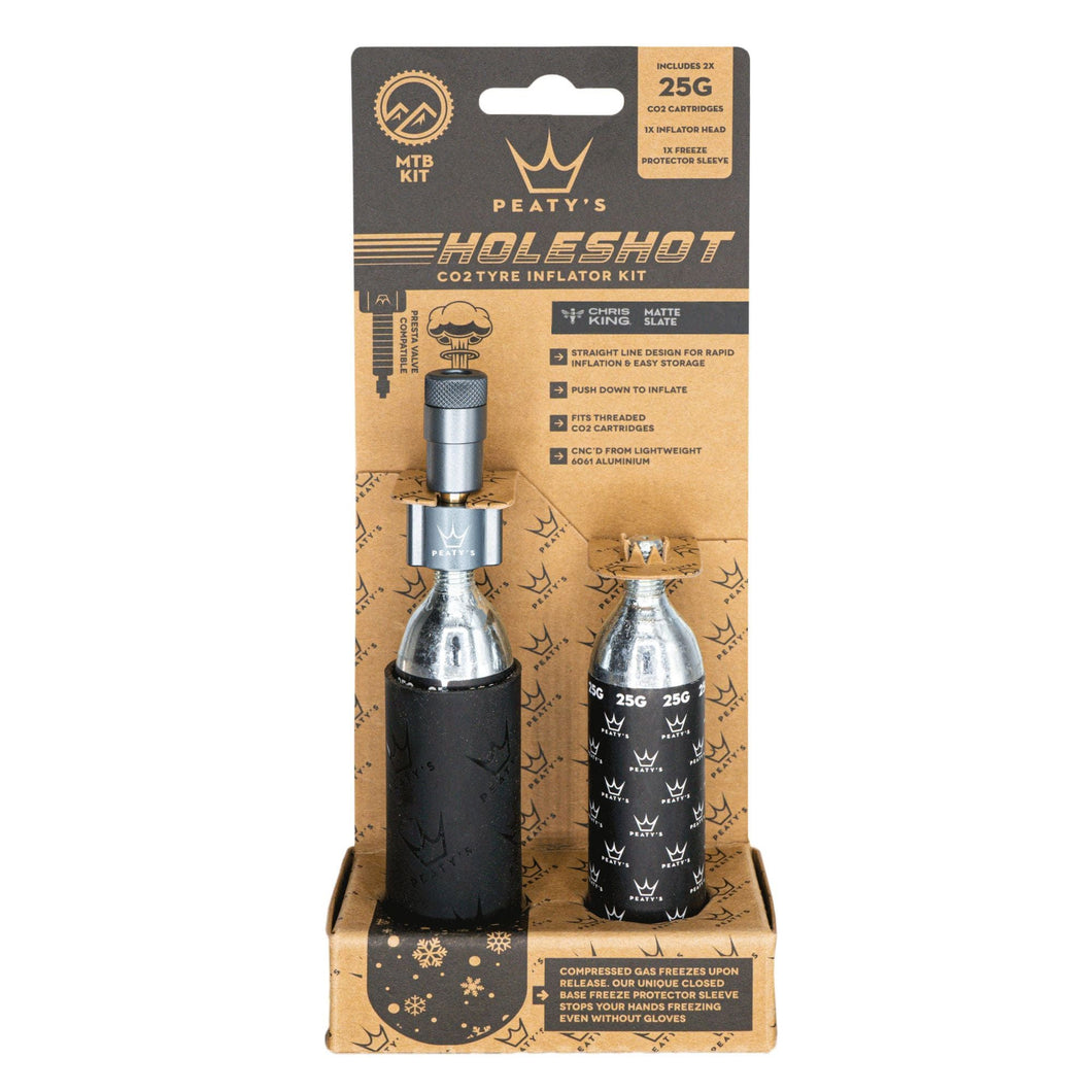 Peatys Holeshot MTB Tire Inflator Kit w/ CO2 Cartridges - Slate - The Lost Co. - Peaty's - B-YE5009 - 5060541583764 - -