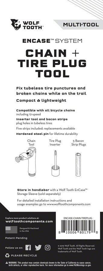 Wolf Tooth EnCase System Chain and Tire Plug Multi Tool - The Lost Co. - Wolf Tooth - TL0331 - 810006801798 - -